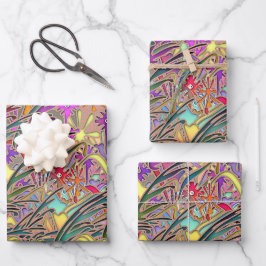 Exotische bloementuin cadeau inpakpapier vel
