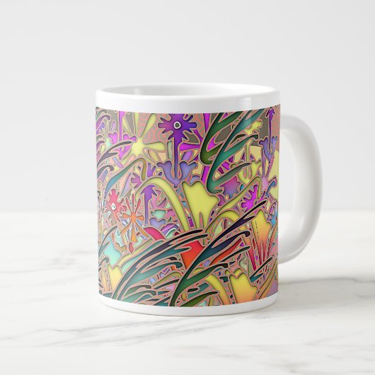 Exotische bloementuin decoratief grote koffiekop (Voorkant rechts)