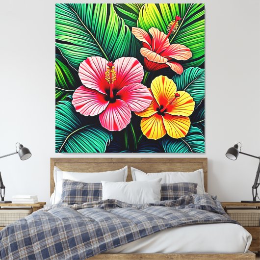 Exotische Bloementuin Dromen Canvas Afdruk (Insitu (Slaapkamer))