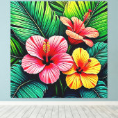 Exotische Bloementuin Dromen Canvas Afdruk (Insitu (Houten vloer))