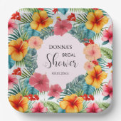 Exotische bloemige Hawaïaanse bruidsdouche Papieren Bordje (Voorkant)
