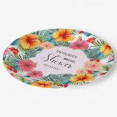 Exotische bloemige Hawaïaanse bruidsdouche Papieren Bordje (Gekanteld)