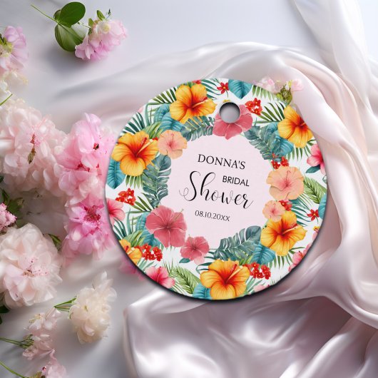 Exotische Bloemige Hawaïaanse Bruiloft Feest Bedankjes Labels