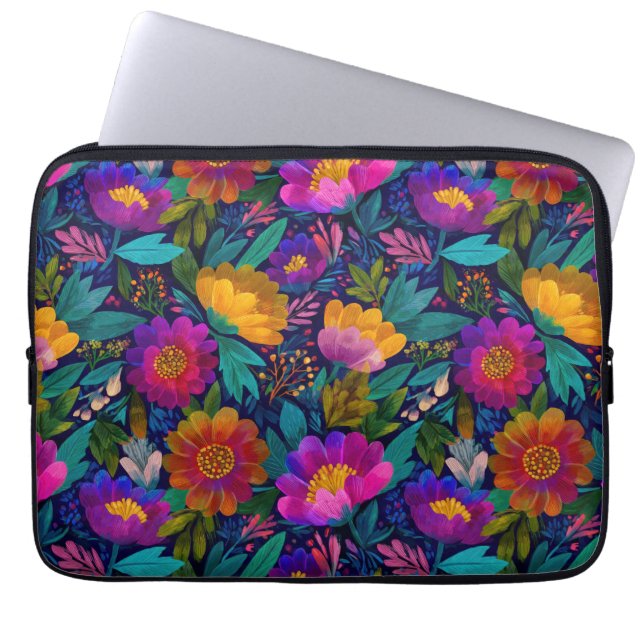 Exotische bloesems Bold & Elegant Bloemen Laptop Sleeve (Voorkant)