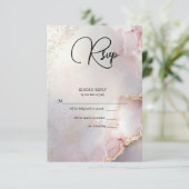 Exotische Blos  Gemarmerde Opal RSVP Kaartje (Staand voorkant)