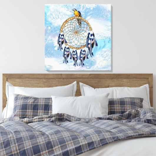 Exotische Blue Dream Catcher Decor Canvas Afdruk (Insitu (Slaapkamer))