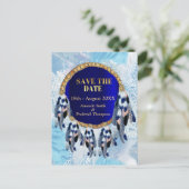 Exotische Blue Dream Catcher Save the Dates Aankondigingskaart (Staand voorkant)