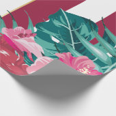 Exotische bogundy Floral gestript Cadeaupapier (Hoek)