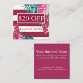 Exotische bogundy Floral gestript Kortingskaartje (Voorkant / Achterkant)