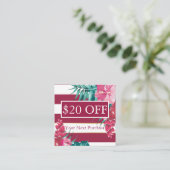 Exotische bogundy Floral gestript Kortingskaartje (Staand voorkant)