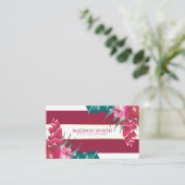 Exotische bogundy Floral gestript Visitekaartje (Staand voorkant)