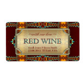 Exotische Boheemse Oostelijke Bruiloft Wijn Labels (Voorkant)