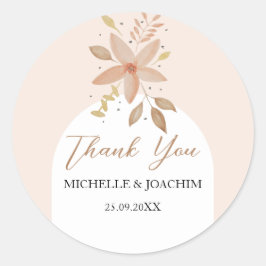 Exotische Boho Terracotta Bloemige Waterverf Ronde Sticker