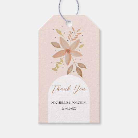 Exotische Boho Terracotta Floral Waterverf Cadeaulabel (Voorkant)