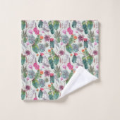 Exotische Boho Waterverf Cactus & Succulent Patroo Bad Handdoek (Wasdoekje)