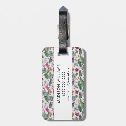 Exotische Boho Waterverf Cactus & Succulent Patroo Bagagelabel (Achterkant verticaal)