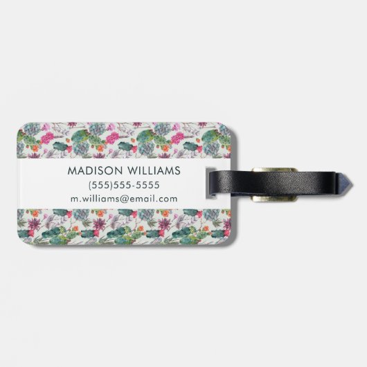 Exotische Boho Waterverf Cactus & Succulent Patroo Bagagelabel (Achterkant horizontaal)