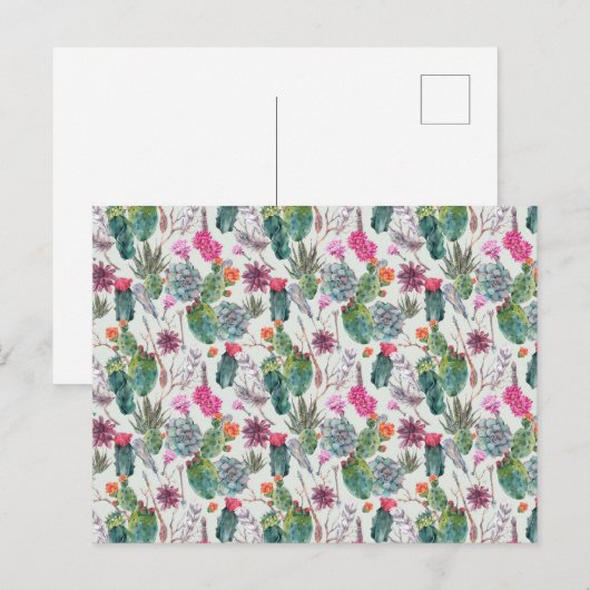 Exotische Boho Waterverf Cactus & Succulent Patroo Briefkaart (Voorkant / Achterkant)