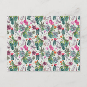 Exotische Boho Waterverf Cactus & Succulent Patroo Briefkaart