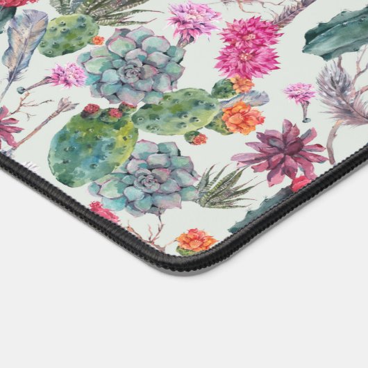 Exotische Boho Waterverf Cactus & Succulent Patroo Bureaumat (Hoek)