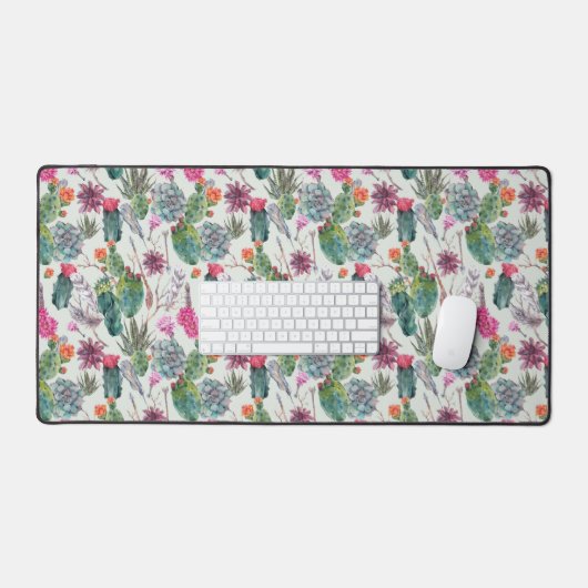 Exotische Boho Waterverf Cactus & Succulent Patroo Bureaumat (Keyboard & Muis)