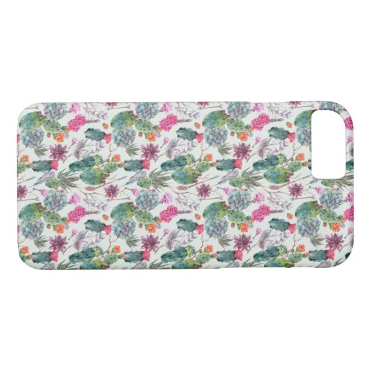 Exotische Boho Waterverf Cactus & Succulent Patroo Case-Mate iPhone Case (Achterkant (Horizontaal))