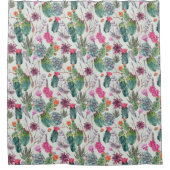 Exotische Boho Waterverf Cactus & Succulent Patroo Douchegordijn (Voorkant)