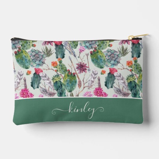 Exotische Boho Waterverf Cactus & Succulent Patroo Etui (Achterkant)