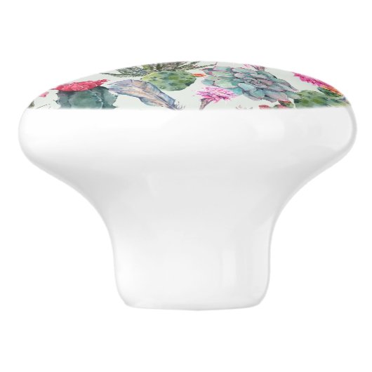 Exotische Boho Waterverf Cactus & Succulent Patroo Keramische Knop (Zijkant)