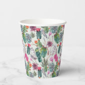 Exotische Boho Waterverf Cactus & Succulent Patroo Papieren Bekers (Achterkant)