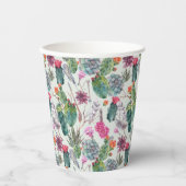 Exotische Boho Waterverf Cactus & Succulent Patroo Papieren Bekers (Voorkant)