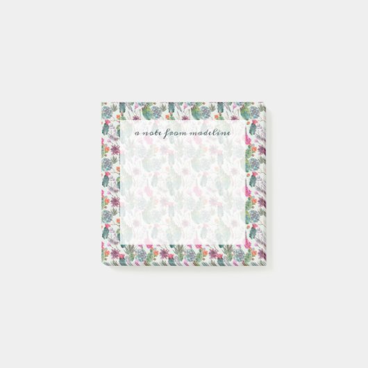 Exotische Boho Waterverf Cactus & Succulent Patroo Post-it® Notes (Voorkant)