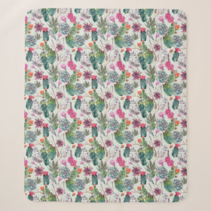 Exotische Boho Waterverf Cactus & Succulent Patroo Sherpa Deken