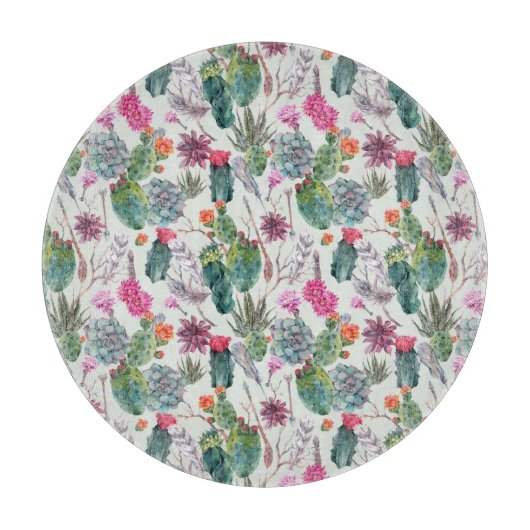 Exotische Boho Waterverf Cactus & Succulent Patroo Snijplank (Voorkant)