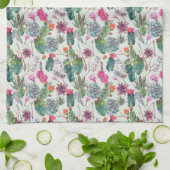 Exotische Boho Waterverf Cactus & Succulent Patroo Theedoek (Gevouwen)