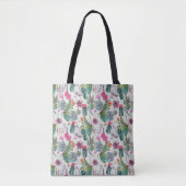 Exotische Boho Waterverf Cactus & Succulent Patroo Tote Bag (Voorkant)