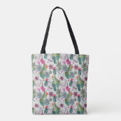 Exotische Boho Waterverf Cactus & Succulent Patroo Tote Bag (Achterkant)