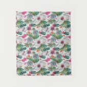 Exotische Boho Waterverf Cactus & Succulent Patroo Wandkleed (Voorkant)