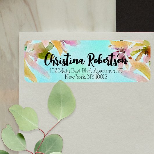 Exotische Boho-waterverf Succulenten Retouradres Etiket