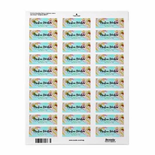 Exotische Boho Waterverf Succulosa Return Address Etiket (Full Sheet)