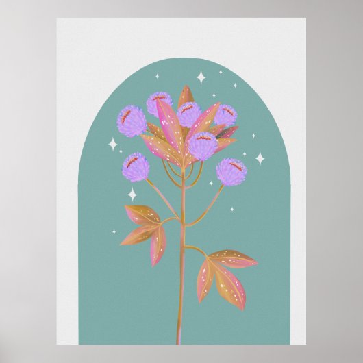 Exotische botanische oerwouden bloem poster (Voorkant)