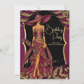 Exotische Bourgondische jurk Gouden Veer Verjaarda Kaart (Voorkant)