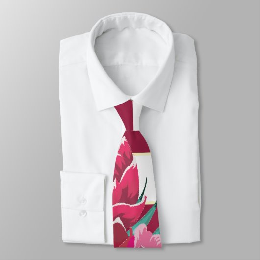 Exotische bruine bloemen gestript stropdas (Gebonden)