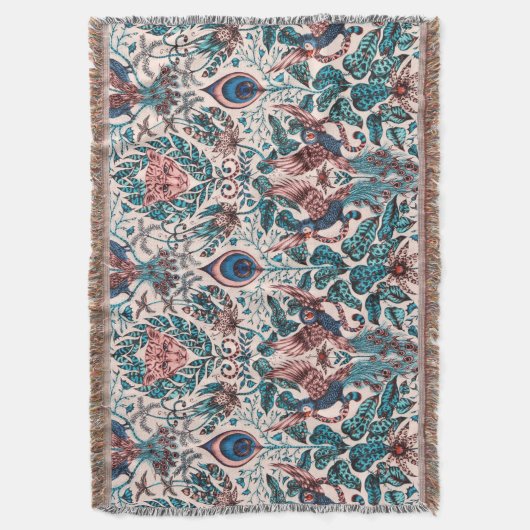 Exotische chinoserie geïnspireerde dierlijke weefs deken (Voorkant Verticaal)