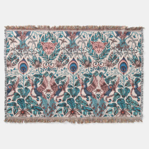 Exotische chinoserie geïnspireerde dierlijke weefs deken