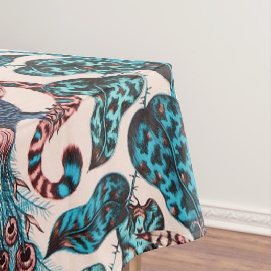 Exotische chinoserie geïnspireerde dierlijke weefs tafelkleed (Voorbeeld)