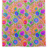Exotische chintz bloem roze douchegordijn (Voorkant)