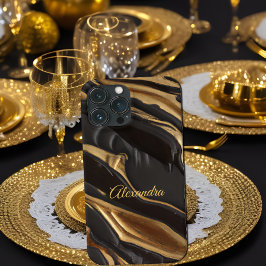 Exotische Chocolade Goud Zwarte Honingraat swirl Case-Mate iPhone Case