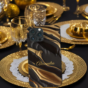 Exotische Chocolade Goud Zwarte Honingraat swirl Case-Mate iPhone Case