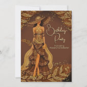 Exotische Chocoladejurk Gouden Veer Verjaardagsfee Kaart (Voorkant)